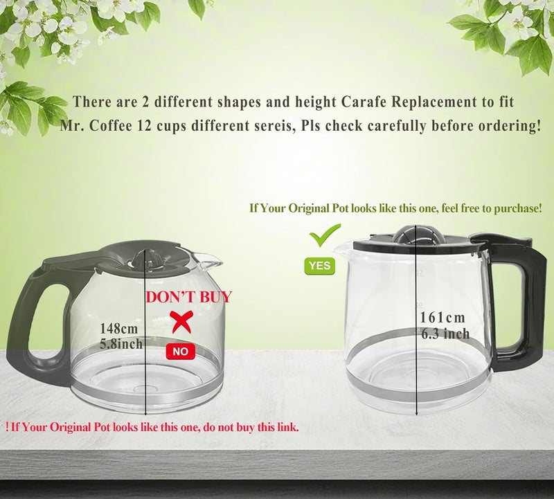 Allcup Glass Carafe Replacement Compatible with Mr Coffee 12 Cup Coffee Machine # RF, PC,SC,MMX,MSX, BVMC-RF300, BVMC-MSX23-NLY, BVMC-MMX23,BVMC-SC12BL1-2,BVMC-PL12BL1-NP,BVMC-EM100 Series - Image 3